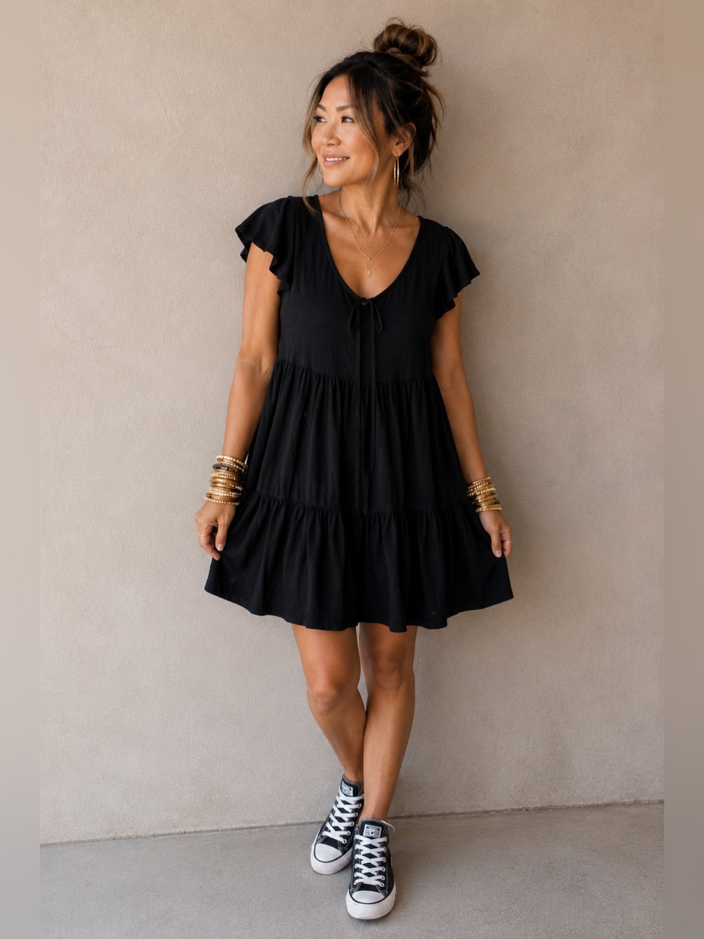 See You Monday Black Tiered Dress